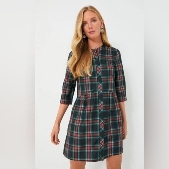Tuckernuck | NEW Festive Plaid Tartan Royal Shirt Mini Dress Size S - Picture 1 of 3